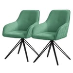 2x Chaise de salle à manger vert  pivotante  fauteuil rembourrée de salon