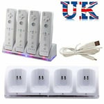 4x Rechargeable Batteries Pack + Controller Charger Dock Station For Wii Remote