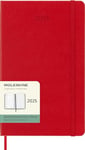 Moleskine Weekly Planner, Agenda Hebdomadaire avec Espace Pour Notes 12 Mois 2025, Couverture Rigide Et Fermeture Élastique, Couleur Rouge Écarlate, Format Large 13x21