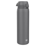 Ion8 Gourde Inox 1 Litre, Anti-Fuite, Facile à Ouvrir, Verrouillage Sécurisé, Lavable au Lave-Vaisselle, Poignée de Transport, Durable et Résistant aux Rayures, Acier Inoxydable, 1200ml, Gris