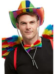 Smiffys Rainbow Stetson Hat, Multi-Coloured, Rainbow/Gay Pride Items Fancy Dress, Adult Dress Up Hats