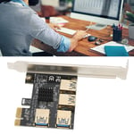 PCIE 1 To 4 Riser Card Black 4 USB 3.0 Ports Plug In Design X4 X8 X16 Graphics