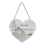 The Beach is My Happy Place Nautical Coastal heart shaped wooden plaque Nautical