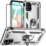 Yiakeng for Samsung A71 Phone Case with Screen Protector: Military Grade Protective Cases with Ring for— Samsung Galaxy A71 Silver