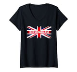 Womens Birmingham England Great Britain British Flag Gift Souvenir V-Neck T-Shirt