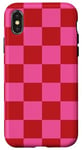 Coque pour iPhone X/XS Rose, rouge, damier, carreaux