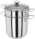 Judge Speciality Cookware JA80 Extra Large 5.2L Stainless Steel Pasta Pot with Drainer Insert (31cm x 22cm x 31cm) Induction Ready - 25 Year Guarantee