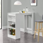 Table haute de bar moderne pour cuisine h103cm avec étagères latérales Petra