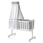 Star Ibaby Lit bébé Balancin Complet avec Balancin Dreams Inclus : Couette + Oreiller + Protecteur Complet + Matelas Mini berceau + Auvent - Couleur Stars Gris.