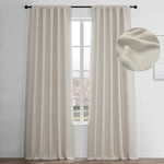 HPD Half Price Drapes Rideaux occultants texturés en Faux Lin pour Chambre à Coucher - 304,8 cm de Long (1 Panneau) - 127 x 304 cm (l x L) - Bouleau