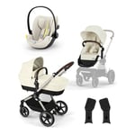 cybex GOLD EOS Lux Seashell Beige -lastenrattaat ja lastenistuin Cloud G i-Size Plus Adapter .