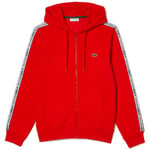 Sweat-shirt Lacoste  SWEATSHIRT ZIPPÉ À CAPUCHE ROUGE CLASSIC FIT  AVEC BA