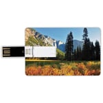 16G USB Flash Drives Credit Card Shape Yosemite Memory Stick Bank Card Style Birds Flight Flies Over Mountains Yosemite National Park Early Fall Season,Orange Blue Green Waterproof Pen Thumb Lovely Ju