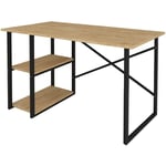 Pegane - Table du bureau, meuble du bureau avec 2 étagères coloris chêne cambrian, noir - longueur 120 x profondeur 60 x hauteur 75 cm