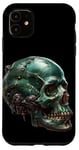 Coque pour iPhone 11 Green Halloween Skull Aesthetic Skeleton Face Graphic