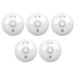 5 x FireAngel HW1-PF-T Mains Powered Heat Alarm with 9V Back-Up Battery