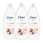 Dove Caring Bath Almond Cream and Hibiscus Moisturising Soak, 3x450ml - One Size