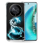 Cokitec Coque Renforcée pour Honor Magic 6 Lite 5G Fantastique Dragon Bleu