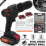 21V CORDLESS DRILL DRIVER SET LI-ION BATTERY ELECTRIC SCREWDRIVER COMBI 2-SPEED