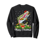 Xmas Lighting Decor Santa Hat Rainbow Trout Fish Christmas Sweatshirt