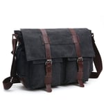 musta iso-Supermodern Vintage Messenger Bag Armeijan kangaslaukku Vapaa-ajan matkalaukku Crossbody olkalaukku