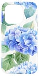 Coque pour iPhone 15 Pro Aquarelle Floral Bleu Hortensias Pretty Blue Floral