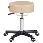 Master Massage Glider Ergonomic Round Swivel Stool Adjustable Rolling Hydraulic Stool Barber Dental Chair Home Office Stool, Cream