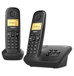 Gigaset A270A Duo - Cordless DECT phone with 2 handsets, answering machine and a large, illuminated display - brilliant audio quality - 200 hours standby time - large phone book, black