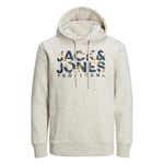 Sweat à capuche avec manches longues et col croisé Jack & Jones + coton mélangé écru