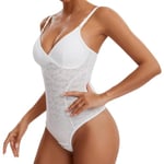 Joyshaper Body Gainant Femme Body Sculptant Dentelle avec Décolleté en V Shapewear Bodysuits Ventre Plat Gaine Amincissante Body Shaper