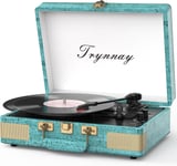 Trynnay Record Player 3 Speed Bluetooth Portable Suitcase Vinyl Player with Sky