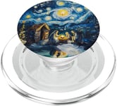 Baby Jesus Christmas Nativity Van Gogh Starry Night PopSockets PopGrip for MagSafe