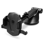 Support Téléphone Voiture, Spigen Kuel [Une-Touche] Support Voiture fixé stablement, Pare-Brise/Tableau de Bord par la Ventouse Bras télescopique pour iPhone, Samsung, Huawei et Plus - AP12T (Noir)