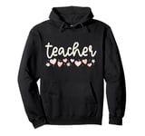 School Teacher Valentines Day Daisy Flowers Little Hearts Pullover Hoodie