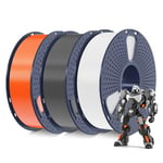 SUNLU PETG Filament 1,75 mm 3KG, Pack de Filament pour Imprimante 3D, Robustesse Améliorée Haute Résistance aux Chocs, Filament d'impression 3D, 1kg par Bobine, 3 Rouleaux, Blanc+Gris+Orange