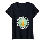 Womens Brewing Bliss With Kombucha Home Brew Brewer V-Neck T-Shirt