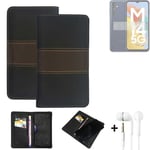 Wallet Case + headphones for Samsung Galaxy M14 5G Protective Cover Brown