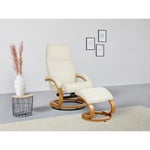 Yozhiqu - Fauteuil inclinable de massage rembourré en pu avec repose-pieds ottoman, masseur à 5 points, base en bois courbé pour salon et chambre à