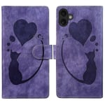 iPhone 16 Case Heart Cat -taitettavalle telineelle PU-nahkainen puhelinkuori - vihreä