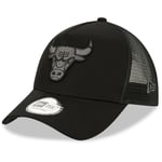 NEW ERA CHICAGO BULLS TRUCKER CAP.9FORTY A FRAME BLACK SNAP BASEBALL HAT C3