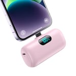 Mini Batterie Externe pour iPhone 5000mAh, Mise à niveau 15W PD 3.0A Charge rapide, Compact et Léger Power Bank Écran LCD Chargeur Portable Compatible avec iPhone 14/14 Pro Max/13/12/11/X/8/7/6 - Rose