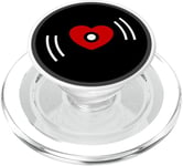 disque vinyle vintage cœur album rouge valentines mignon rétro PopSockets PopGrip pour MagSafe