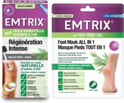 Emtrix Régénération Intense Ongles - Renforce et Protège Les Ongles des Mains et Pieds (10 ML) + Emtrix Masque Pieds Tout en 1 - Hydrate, Nourrit & Exfolie Pieds Secs & Talons Fendillés (1 Paire)