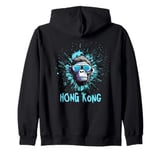 Funny Monkey with Sunglasses Cool Graffiti Hong Kong Zip Hoodie