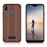 Huawei P20 Lite NXE Muovinen Takasuoja Kuori Pinnoitettu Synteetti Nahalla - Ruskea