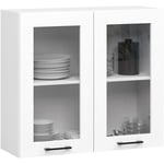 Vitrine de cuisine Akord oliwia W80 H720 Blanche 80 cm 2 portes façade Blanche 2 étagères 80x30,5x72 cm