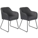 AMANCA - Lot de 2 Fauteuils Tissu Gris et Simili Noir