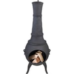 Chauffe-terrasse en fonte - FANCY FLAMES - 150 cm - Bois - Noir