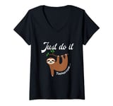 Womens Sloth Just Do It Tomorrow T Shirt V-Neck T-Shirt