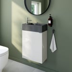 Ensemble meuble lave-mains Imandra blanc brillant l.44 cm + plan vasque lave-mains béton gris